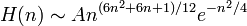 H(n) \sim A n^{(6n^2 + 6n + 1)/12} e^{-n^2/4}